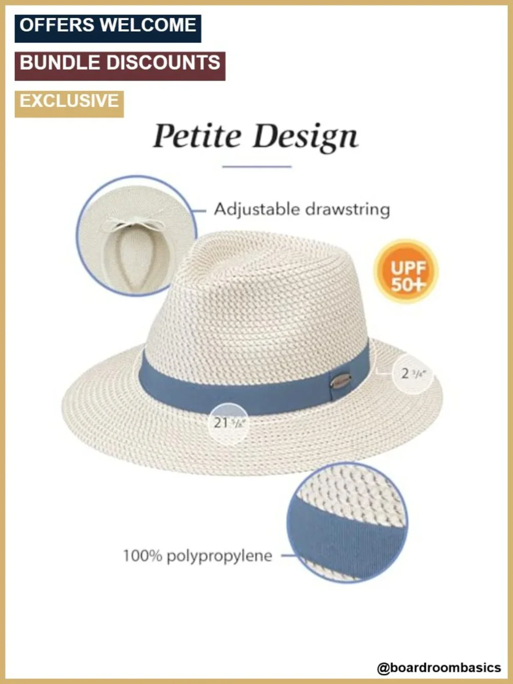 UPF 50+ Packable Fedora Sun Hat with Drawstring, Lightweight Travel Hat